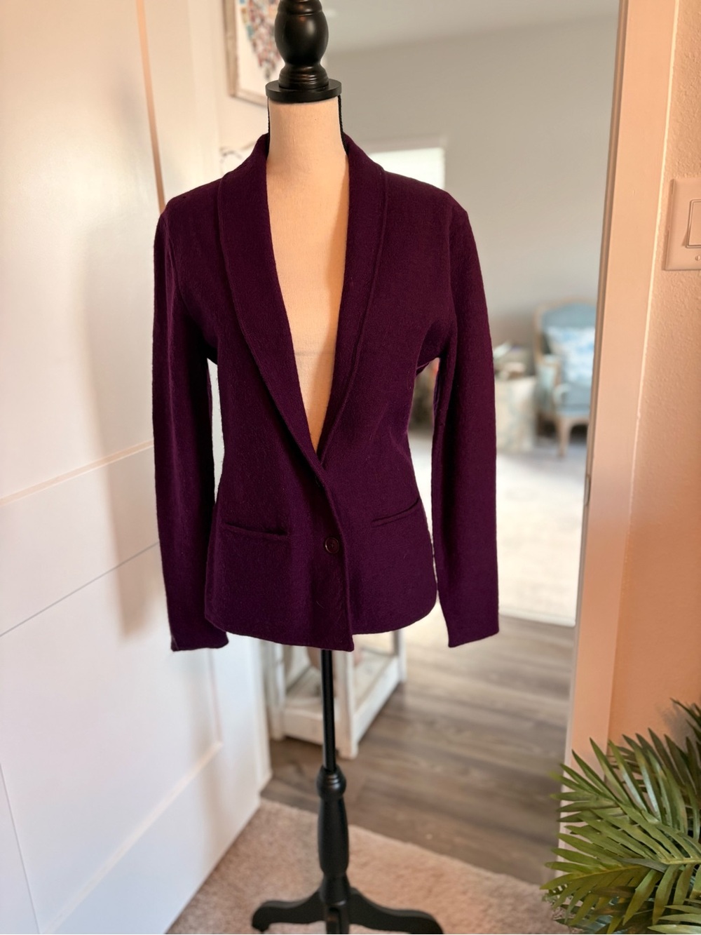 Womens Purple Shawl Collar Blazer Jacket